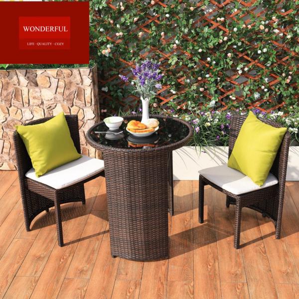 Unique Balcony Rattan Mirror Compact Coffee Table Set for Cozy Coffee Breaks in Garden