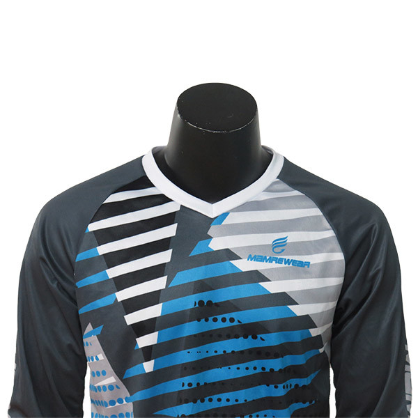 2020 V Neck Men'S Long Sleeve MTB Jersey / Road Cycling Clothing 100% Polyester