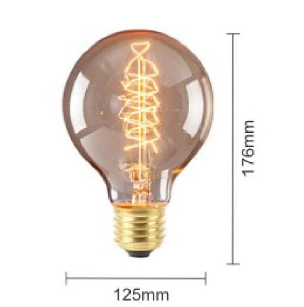 G125 Globe Spiral Filament Led Bulb 40w 60w Carbon Filament Globes 1800k
