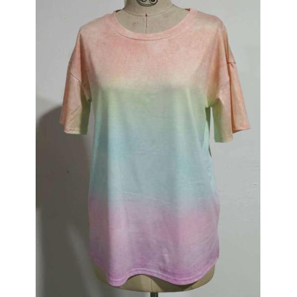 Изготовленная на заказ футболка радуги градиента печати краски связи лета одежды