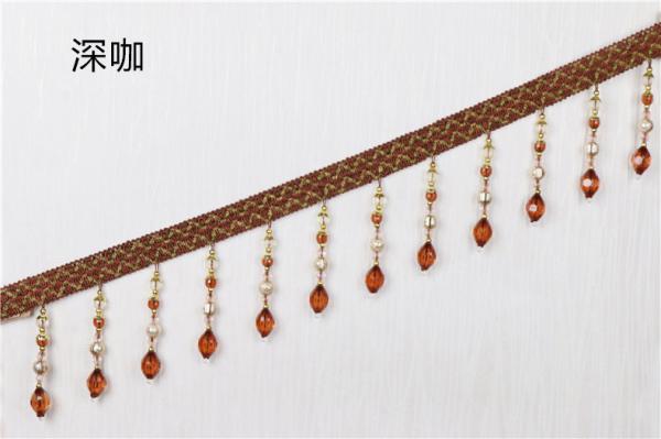 Handmade fashionable chain beads lace tassels fringes for curtain/sofa/pillow decoration