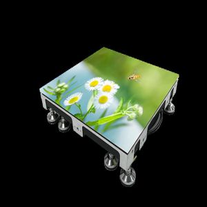 Juego de baile de pantalla de LED en el piso de un centro comercial.91