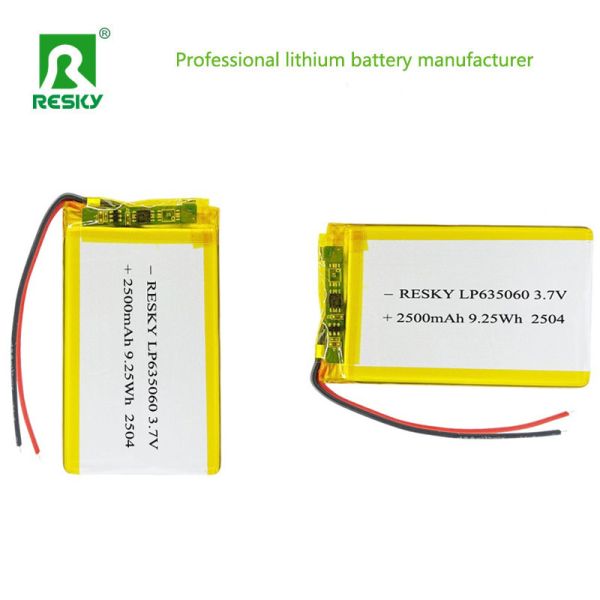 Power Lifepo4 Battery 635060 3.7v 2500mAh 9.25wh Rechargeable Square Lipo Li-polymer Batteries