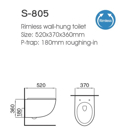The Toilet Is Suspended Rimless Sanitary Ware Ceramic Wall Hung Toilet Bowl Hanging Wc Toilet