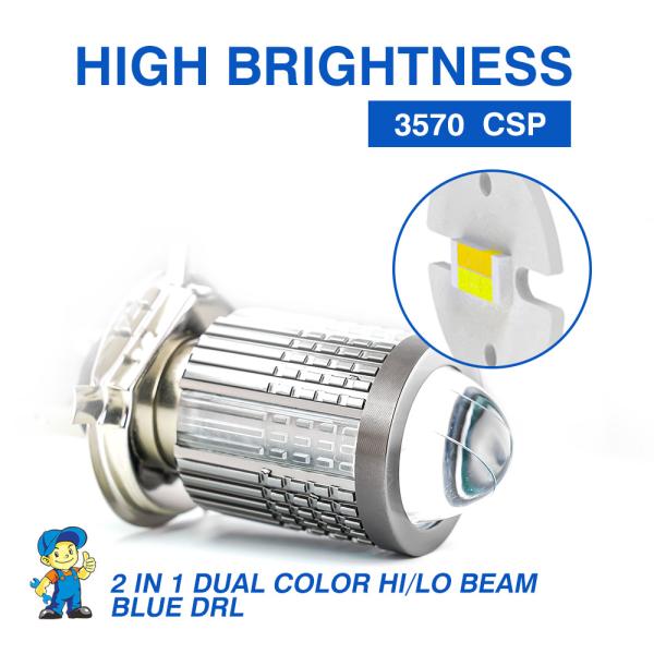 YAYE H4 Motorcycle Bulb with Long Lifespan and Dual Color White Yellow Projector lens