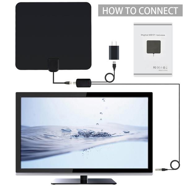 Smart TV TV Antenna IEC/F Male Connector 50 Miles Range ISDB-T ATSC DVB-T DVB-T2 HDTV