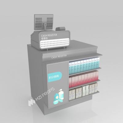 GDR09-Y001-A Retail Display Counter with 5mm Gray Glass and Cash Register Compartment for Mall Booths