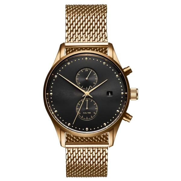 Brand logo sun grain dial gold plated stainless steel case custom watch face