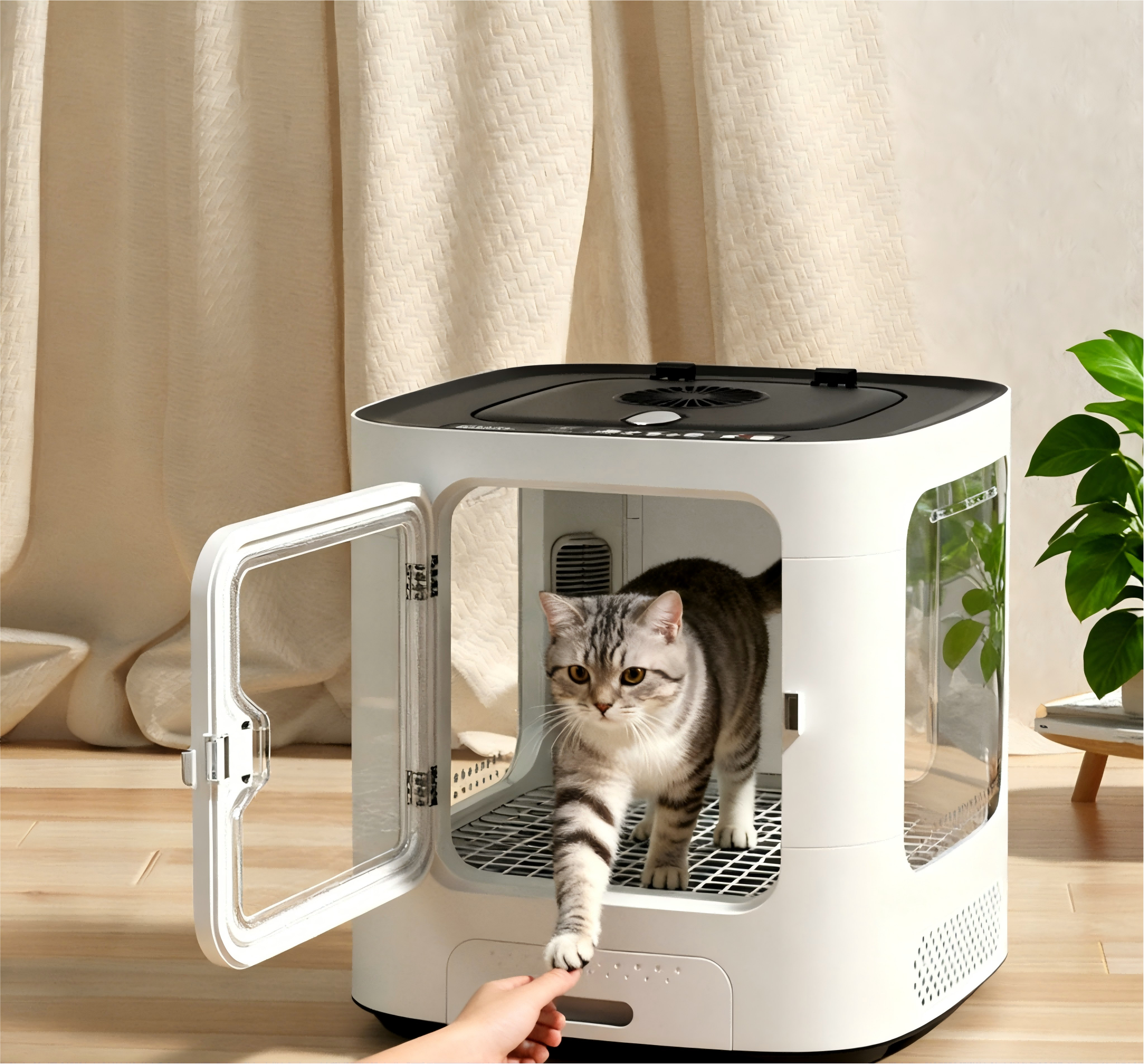 Safe Automatic Plastic Pet Drying Box with Transparent Door Temperature Control Ventilated Design Quiet Operation & Easy Clean