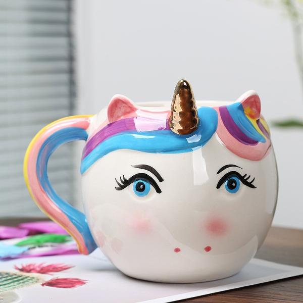 Таможня кружки кофе милой покрашенной вручную красочной новизны кружки единорога 3D керамическая животная для любовника единорога
