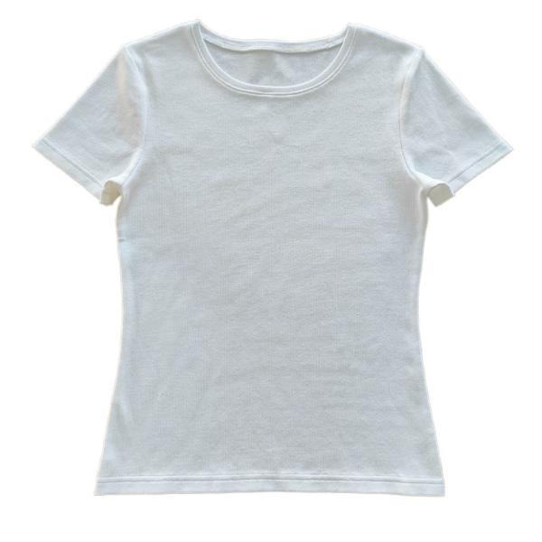 Customize Cotton Spandex Rib T-Shirts for Women Ladies Basic Style Round-Neck T