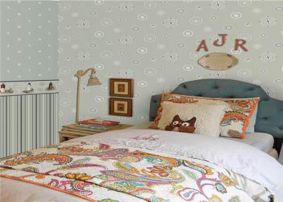 Fashion Little Girl Wallpaper For Bedroom , Kids Room Wallpaper Light Green Color