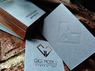 Rose Gold Foil Edge Business Cards With 550 Gsm Light Grey Paper Type