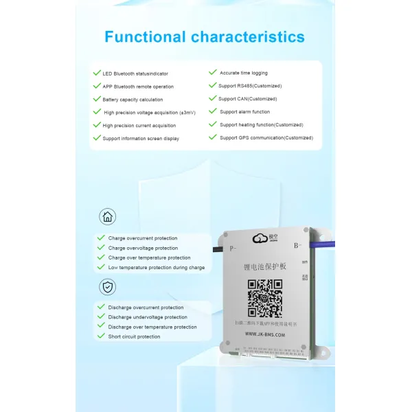 Jikong BMS Smart Active Balancer Bd4a24s4p Jkbms for Lithium Ion LiFePO4 Battery Pack