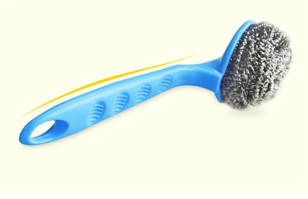 AISI 410 / 430 / 304 Stainless Steel Scrubber With Handle For Household Cleaning