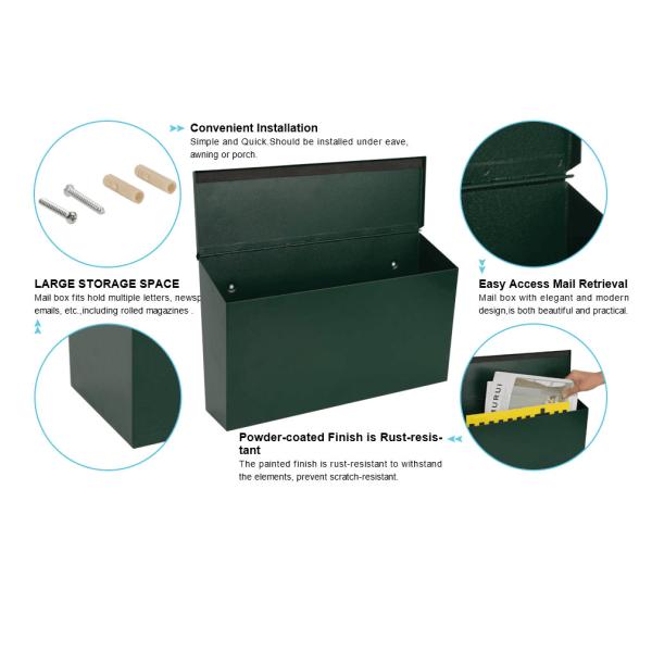 Большой объем стального стенового почтового ящика с наклонной крышей и порошковым покрытием