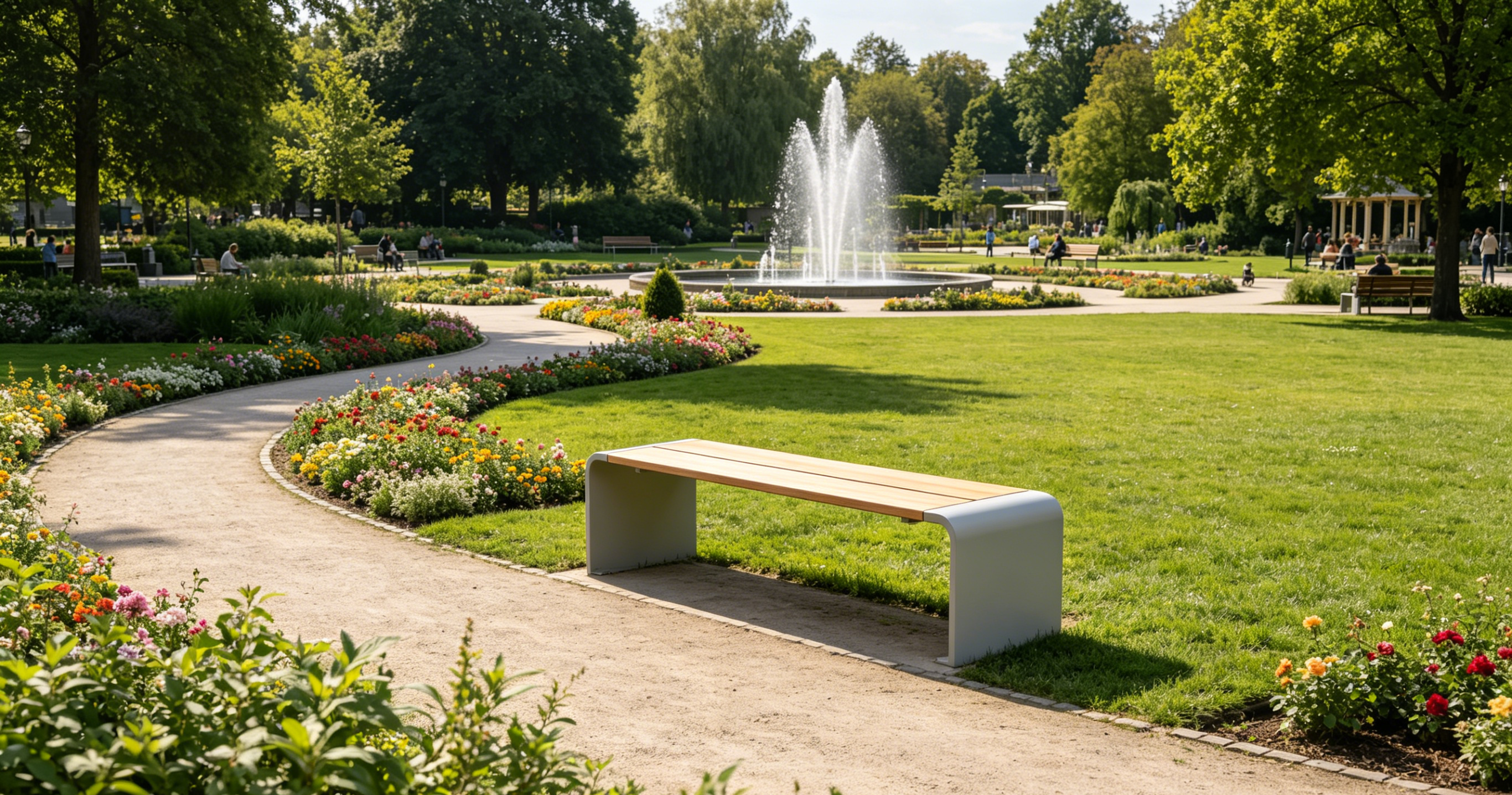 Outdoor Modern Compact HPL Park Bench | Weather Resistant HPL Outdoor Leisure Bench