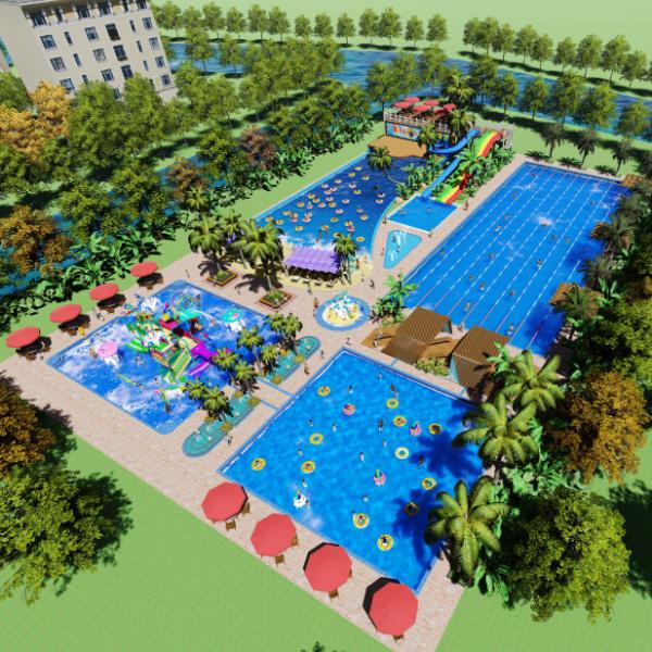 Conservação da água Pequenos parques aquáticos para crianças e adultos