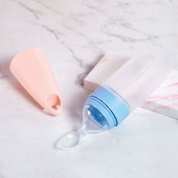 Silicone Baby Bottles With Spoons For Infants Aged 0-12 Months