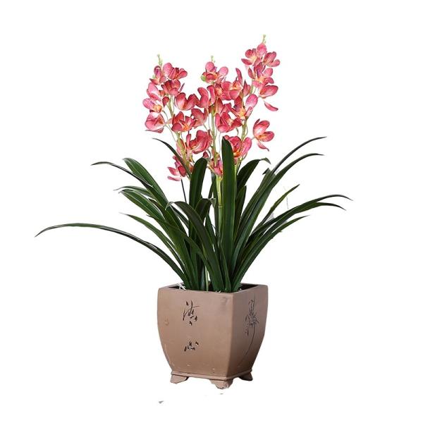 Decoração 80cm artificial vivo alta da tabela da casa das flores da tela do Cymbidium