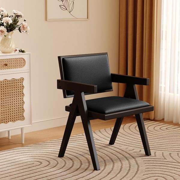 Eco-friendly Solid Wood PU Rattan Weaving Backrest Armchair Premium Comfort for Apartment Hotel Dining Rooms-Modern Design