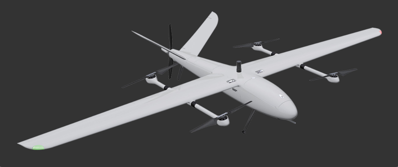 Легкий разведывательный БПЛА CP7 VTOL имеет дальность 210 км и максимальное время полета 180 минут при максимальной массе груза 1,3 кг