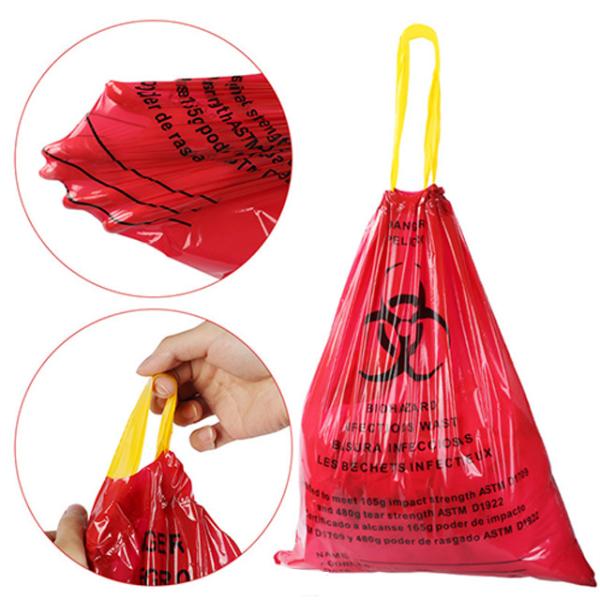 Large Capacity Yellow red hospital clinics infectious plastic disposable medical biohazard waste bags