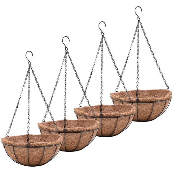 Coconut Coir Hanging Planters Outdoor Metal Wire Baskets With Coco Liner Hanging Pots For Plants Indoor