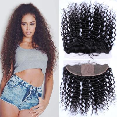 Silk Base Deep Wave Lace Frontal Unprocessed Human Hair Lace Closure Piece