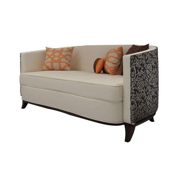 Fashion luxury design of Hotel Lobby furniture reception sofa set made by Leather cushion in Glossy painting legs