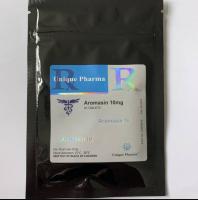 Unique Pharma Aromasin 10 mg Étiquettes avec des sacs à fermeture à glissière en aluminium noir