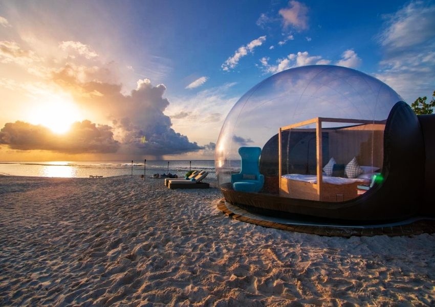 China Factory Cheap Inflatable Double Long Tunnel Clear Dome Tent Bubble Transparent House for Party Advertising