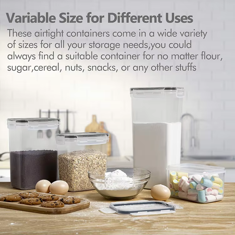 Hot Selling Kitchen Organizer Transparent Large Capacity Dry Food Plastic Storage Containers Sets
