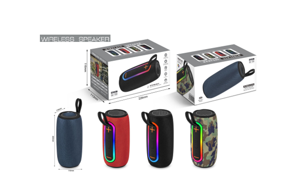 Portable Bluetooth Speaker,JieLi 5.3, 10W, LED Marquee, TWS, FM/USB/TF, 1200mAh, ABS+Cloth