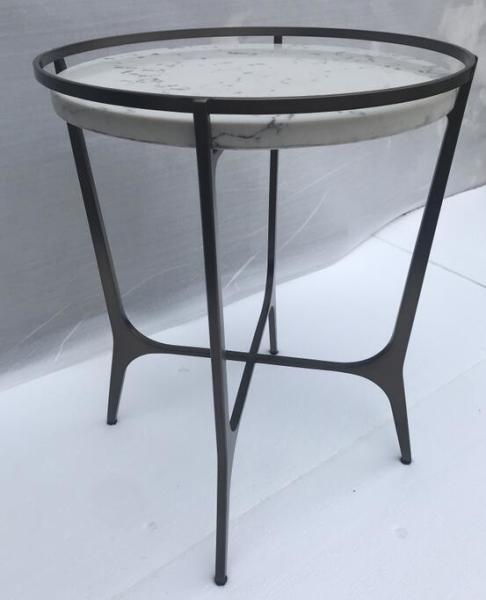Stone top Antiique bronze finish metal side table/end table/coffee table for 5-star hotel bedroom