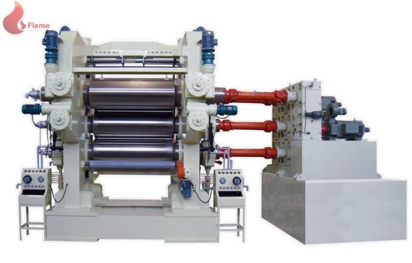 4 roll calender PVC Plastic calendering equipment with embossing machine