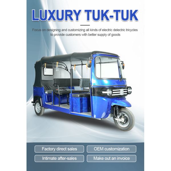 ODM Three Row Battery Operated E Rickshaw Passenger Tricycle For Handicapped 50km/H