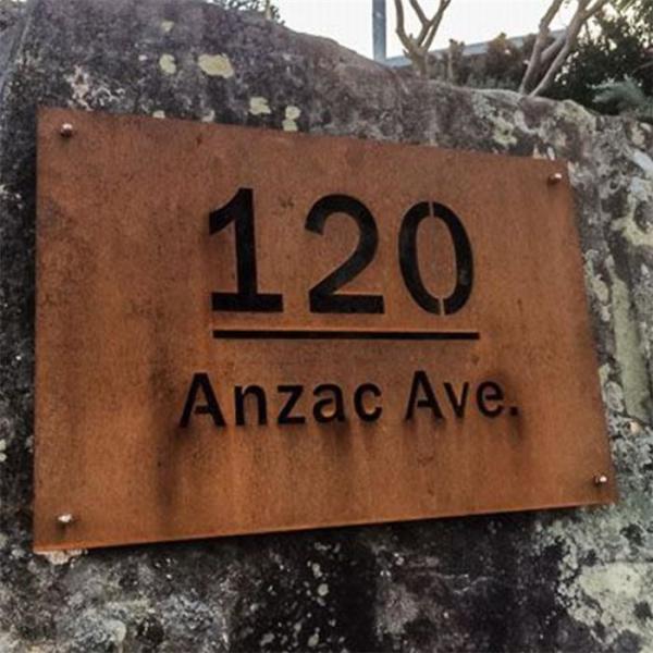 Square Plaques Corten Steel House Number Signs Plaques