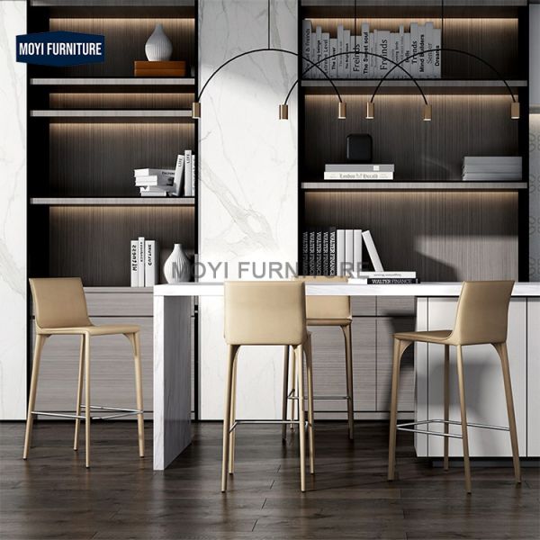Sitting Commercial Furniture Bar Stools Offering Steel Frame and Leather Cover Optimized for Bar Restaurant Design