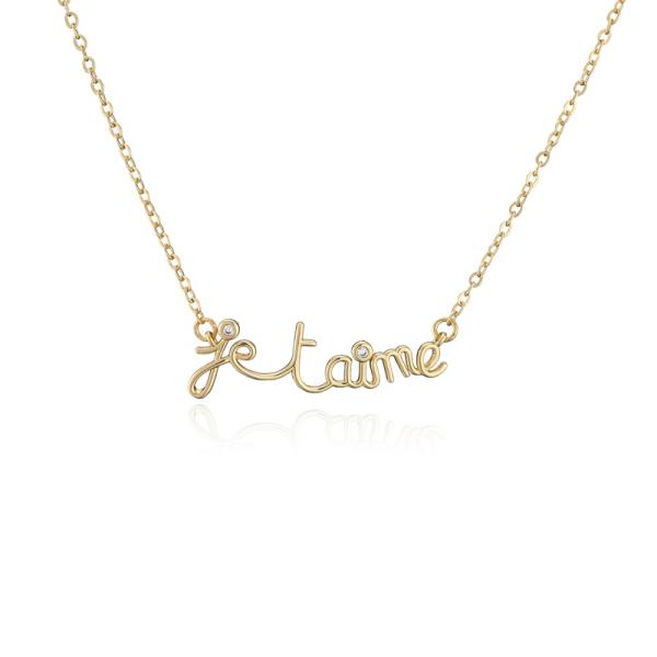 Customized 24K Gold Pendant Necklace Thin Bead Diamond Chain Letter Necklace