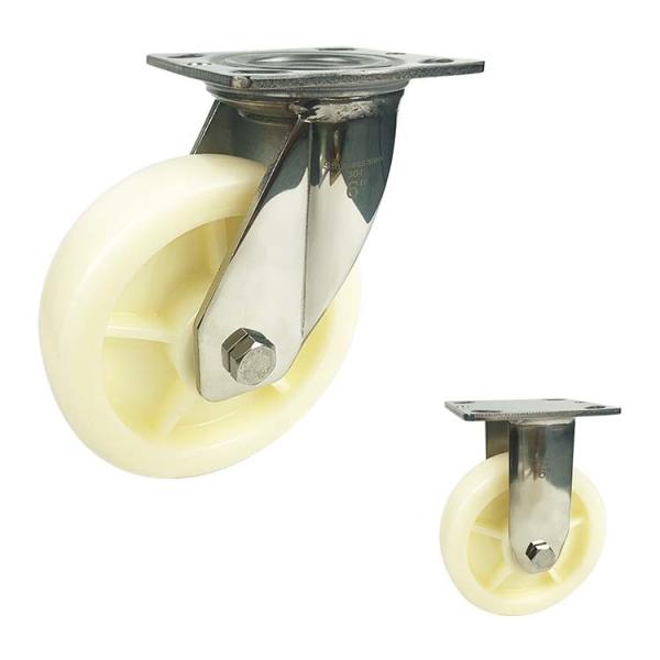 YLcaster 8x2 Solid Nylon Wheel Heavy Duty SUS304 Stainless Steel Caster Wheels