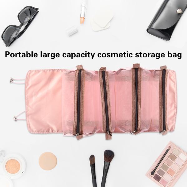 Cheapest 4PCS in 1 Cosmetic Bag For Women Zipper Mesh Separable Cosmetics Pouch Ladies Foldable Nylon Bag Rope Makeup Bag