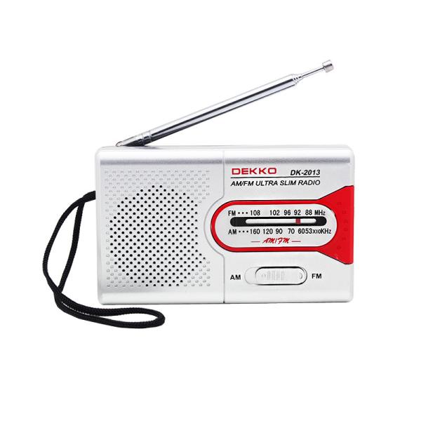 Silvery Pocket AM FM Radio with Built In Antenna and Two AA Batteries Power Frequency Range AM/FM