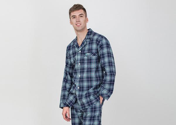 Comfortable Soft Mens Luxury Sleepwear Cotton Reverse Collar Long Sleeve Shirt