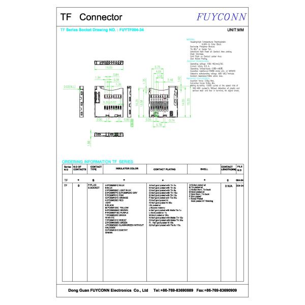 Tenedor interno del conector de tarjeta de 8 del Pin H1.85 TF de la soldadura para el lector