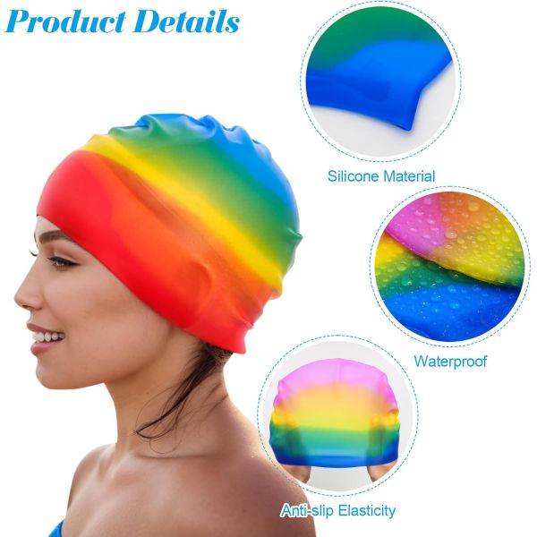 Customizable Silicone Swim Cap with Soft Waterproof and Non-Slip Design for Adults and Children
