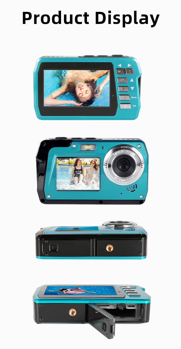 4K Waterproof Digital Camera 56MP Dual Screen 18X Zoom 10FT Underwater Camera for Diving Snorkeling Sports Camera