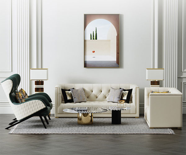 Les villas sectionnelles de Sofa Sleeper Nordic Genuine Leather de salon blanc de 3 morceaux autoguident