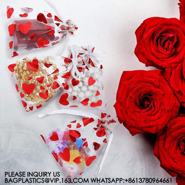 Organza Jewelry Pouches, Pouch Drawstring Bags For Jewelry Packaging Valentine'S Day Wedding Festival Party Supply