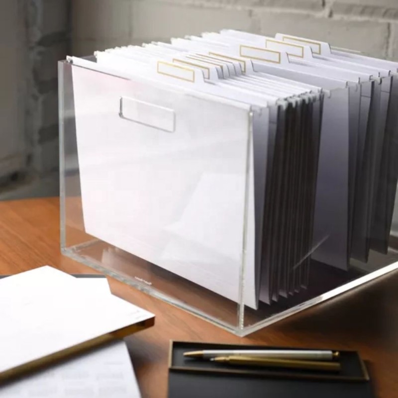 Desktop Dustproof Transparent Durable Acrylic Folder Study Living Room Thick Desktop File Bag Folder Book Clip